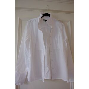 NWOT Banana Republic Factory Linen-Blend Tuxedo Shirt Off White